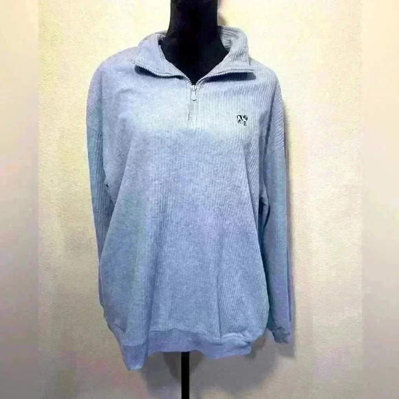 Men’s Polar Dogs Blue Ribbed Quarter Zip Pullover - Size L - Picture 1 of 8